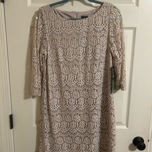 Lace Shift Dress in Cream